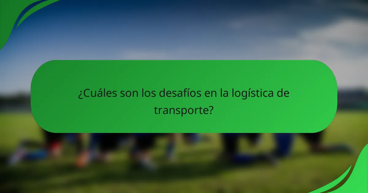 ¿Cuáles son los desafíos en la logística de transporte?